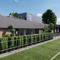 Wizualizacja obiektu zaplecza sportowo-technicznego