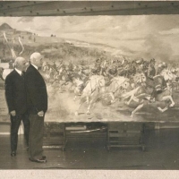 Wojciech Kossak i prezydent Ignacy Mościcki w pracowni artysty